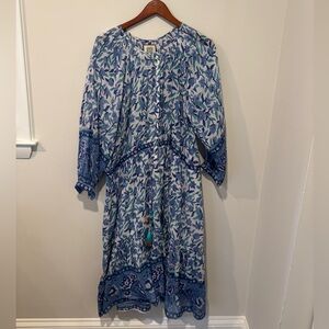 Chic Blue Floral Midi Dress